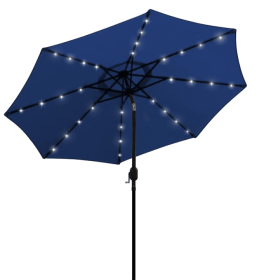 AZ Patio Heaters Solar Market Umbrella with LED Lights in Blue