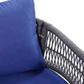 K&K 4-Piece Boho Rope Patio Furniture Set, Outdoor Furniture with Acacia Wood Table, Patio Conversation Set with Deep Seating & Thick Cushion for Back