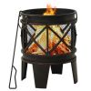 Rustic Fire Pit with Poker Œ16.5"21.3" Steel