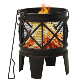 Rustic Fire Pit with Poker Œ16.5"21.3" Steel