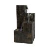 15.7inches Poly-resin Artificial Wood Indoor Tabletop Water Fountain with LED Light for Home and Office Soothing Decoration