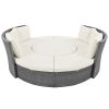 TOPMAX Patio 5-Piece Round Rattan Sectional Sofa Set All-Weather PE Wicker Sunbed Daybed with Round Liftable Table and Washable Cushions for Outdoor B