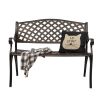 40.5" Outdoor Cast Aluminum Bench With Mesh Backrest Seat Surface