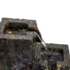 15.7inches Poly-resin Artificial Wood Indoor Tabletop Water Fountain with LED Light for Home and Office Soothing Decoration