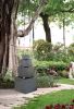 19.7x19.7x41.7" Gray Cement 4 Tier Block Water Fountain Outdoor
