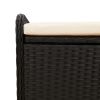 Storage Bench with Cushion Black 45.3"x20.1"x20.5" Poly Rattan