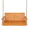 2-Person Wooden Porch Swing with Hanging Chains for Garden Yard