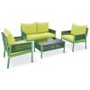 K&K 4-Piece Rope Patio Furniture Set, Outdoor Furniture with Tempered Glass Table, Patio Conversation Set Deep Seating with Thick Cushion for Backyard