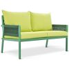 K&K 4-Piece Rope Patio Furniture Set, Outdoor Furniture with Tempered Glass Table, Patio Conversation Set Deep Seating with Thick Cushion for Backyard