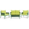 K&K 4-Piece Rope Patio Furniture Set, Outdoor Furniture with Tempered Glass Table, Patio Conversation Set Deep Seating with Thick Cushion for Backyard