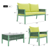 K&K 4-Piece Rope Patio Furniture Set, Outdoor Furniture with Tempered Glass Table, Patio Conversation Set Deep Seating with Thick Cushion for Backyard