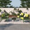K&K 4-Piece Rope Patio Furniture Set, Outdoor Furniture with Tempered Glass Table, Patio Conversation Set Deep Seating with Thick Cushion for Backyard
